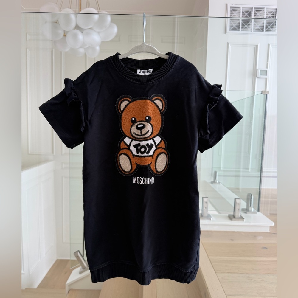 Moschino Black T-Shirt Dress with Teddy Bear Sz 5